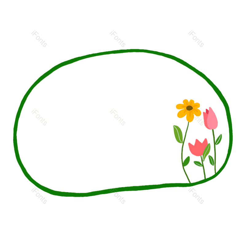 边框图片,手绘花朵元素,装饰元素PNG,绿色免抠素材